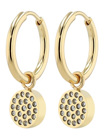 Adeliás Damen Anhänger – Gravuranhänger aus Edelstahl mit Strass Steinchen in gold