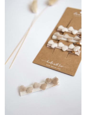 leevje Haarspangen Tiny Corduroy Hearts' in beige