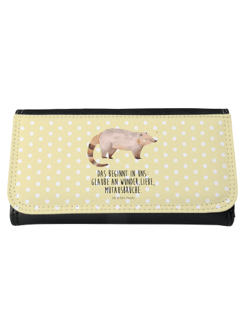 Mr. & Mrs. Panda Damen Geldbörse Nasenbaer mit Spruch in Gelb Pastell