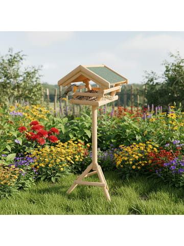 relaxdays Vogelfutterhaus in Natur - (B)37 x (H)103 x (T)28 cm
