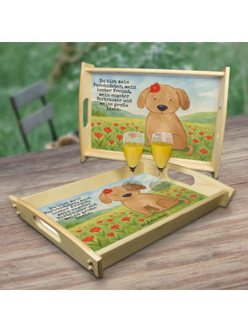 Mr. & Mrs. Panda Sofa Tablett Hund Dame Design mit Spruch in Weiß