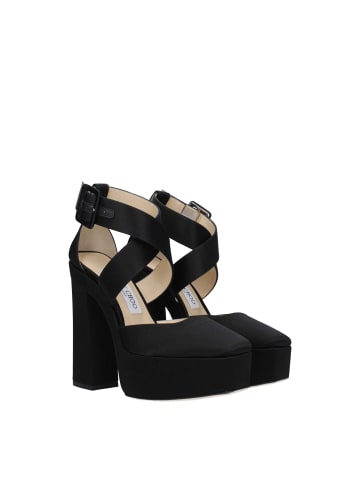 Schwarz Satin Plateau Sandalen