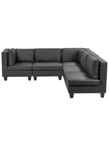 Beliani 5-tlg Ecksofa UNSTAD in Schwarz/Schwarz