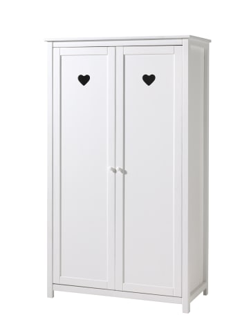 58 aufm Kessel KINDERZIMMERSCHRANK Kamila 110x57x191 mit 2 Türen MDF+Massivholz Weiß