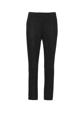 GOLDNER Moderne Leggings in trendigem Velourslederimitat in schwarz