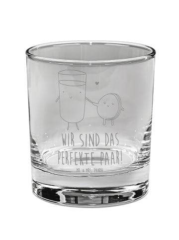 Mr. & Mrs. Panda Whiskey Glas Milch Keks mit Spruch in Transparent