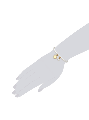Lulu & Jane Perlen-Armband Herz aus Messing mit Zirkonia und Muschelkernperle in weiß