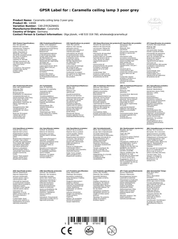 Caramella Deckenlampe 3 armig grau 15 x 40 x 27 cm