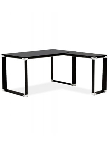 KADIMA DESIGN Eckschreibtisch Industriedesign Holz Metall | Schwarzes Modell in Schwarz