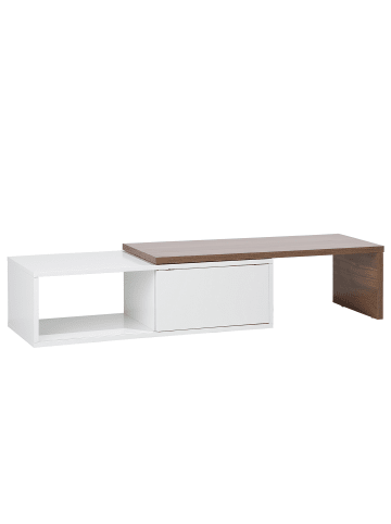 Beliani TV-Möbel YONKERS in Weiß/Braun - (W) 110 x (H) 32 x (L) 40 cm