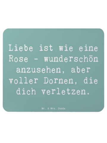 Mr. & Mrs. Panda Maus Pad Spruch Rose Herzschmerz mit Spruch in Meeresbrise