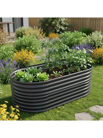 relaxdays Hochbeet in Anthrazit - (B)200 x (H)80 x (T)100 cm