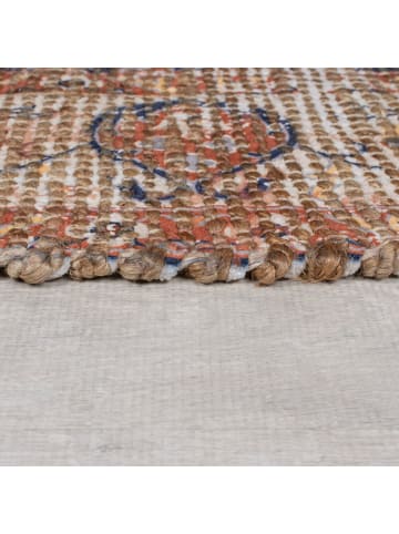 KADIMA DESIGN Handgewebter Vintage Teppich in Rot-Blau, aus Jute & Chenille