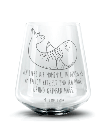 Mr. & Mrs. Panda Whiskyglas Robbe Liegen mit Spruch in Transparent