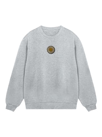 F4NT4STIC Sweatshirt Happy Flower Bestickt in grau meliert