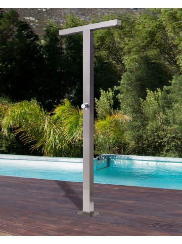 Beliani Gartendusche URZULAI in Silber - (W) 80 x (H) 210 x (L) 22 cm