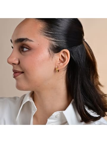 Adeliás Damen Ohrringe – Klappcreole aus Edelstahl in gold