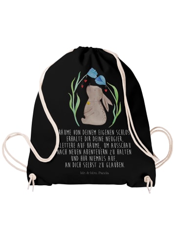 Mr. & Mrs. Panda Jutebeutel Hase Blume mit Spruch in Schwarz