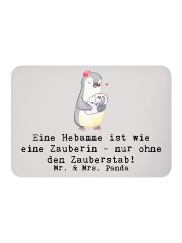 Mr. & Mrs. Panda magnet Hebamme Magie mit Spruch in Grau Pastell