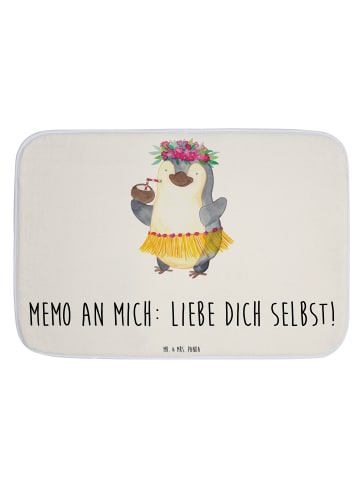 Mr. & Mrs. Panda Badteppich Pinguin Kokosnuss mit Spruch in Weiß