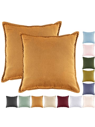 JACK 2er Set Kissenhülle 45x45cm Baumwolle Einfarbig in Caramel