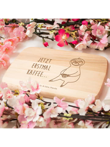 Mr. & Mrs. Panda Frühstücksbrettchen Faultier Kaffee mit Spruch in Transparent