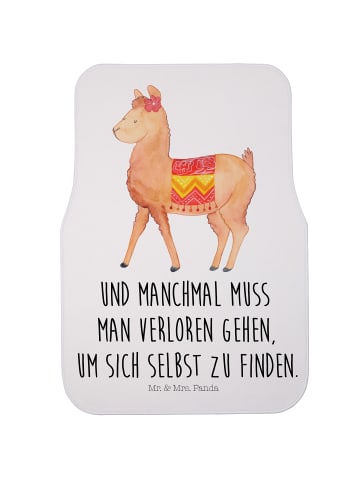Mr. & Mrs. Panda Fußmatte Fürs Auto Alpaka Stolz mit Spruch in Weiß