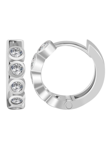 Adeliás Damen Ohrringe – Klappcreole aus 925 Silber mit Zirkonia in silber