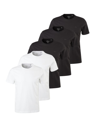 S. Oliver T-Shirt Basic in Weiß / schwarz