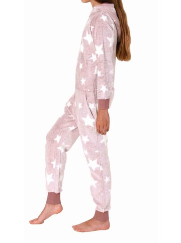 NORMANN Schlafanzug Jumpsuit Overall Sterne Coralfleece - 76805 in rosa
