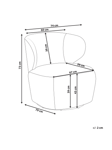 Beliani Sessel ALVDAL in Beige/Schwarz - (W) 74 x (H) 73 x (L) 79 cm