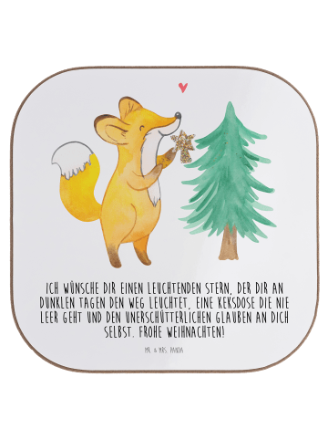 Mr. & Mrs. Panda Untersetzer für Gläser Fuchs  Weihnachtsbaum mi... in Weiß