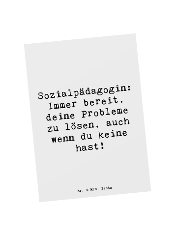 Mr. & Mrs. Panda Postkarte Spruch Sozialpädagogin Helferherz mit... in Weiß
