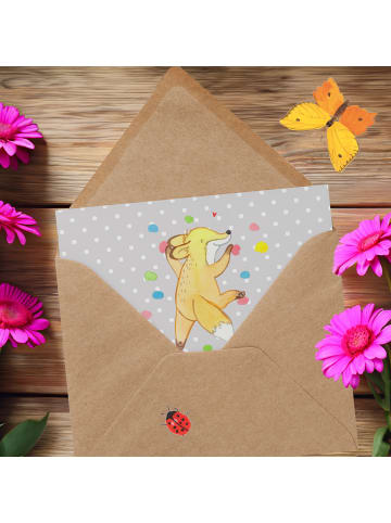 Mr. & Mrs. Panda Einladungskarte Klettern Trainerin Dankeschön m... in Grau Pastell