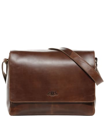 SID & VAIN Leder-Messenger Laptoptasche SPENCER XL groß Laptop-Tasche 15 Zoll echt Leder in braun