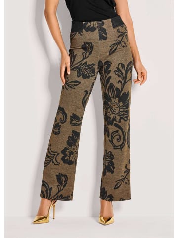 MADELEINE Jacquardhose mit floralem Muster in schwarz / caramel