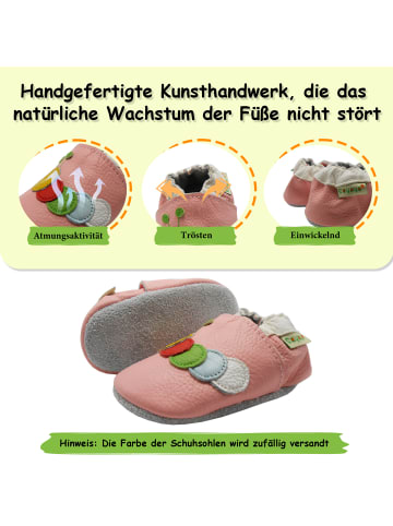 Yalion Leder-Krabbelschuhe "Raupe" in Rosa