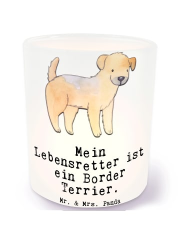 Mr. & Mrs. Panda Glas Windlicht Border Terrier Lebensretter mit ... in Transparent