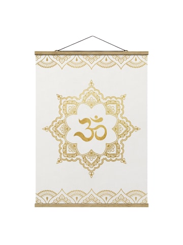 WALLART Stoffbild - Mandala OM Illustration Ornament weiß gold in Gold