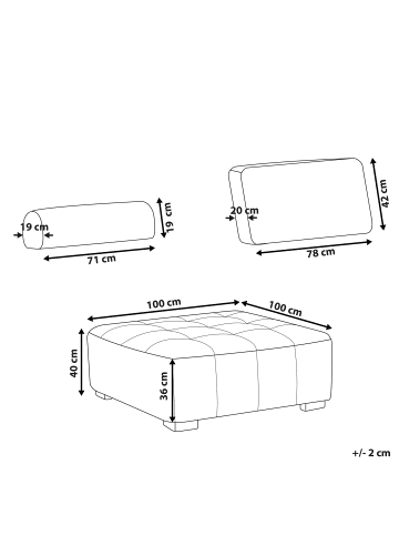 Beliani Sofaelement TIBRO in Grau/Braun - (W) 100 x (H) 40 x (L) 100 cm