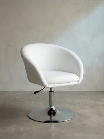 KADIMA DESIGN Loungesessel LIFT, Retro-Design, verstellbare Sitzhöhe, Trompetenfuß in Weiß