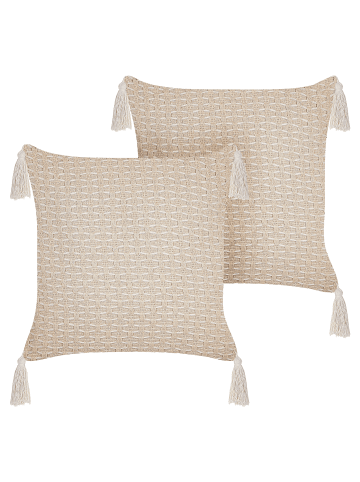 Beliani 2er-Set Dekokissen HAKONE in Beige