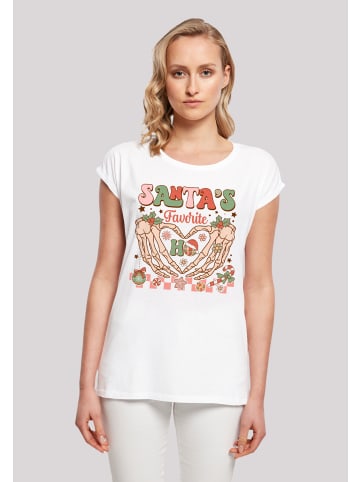 F4NT4STIC T-Shirt Santas favorite Ho Ho Ho Weihnachten in weiß