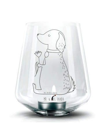 Mr. & Mrs. Panda Glas Teelichthalter Hund Blume ohne Spruch in Transparent
