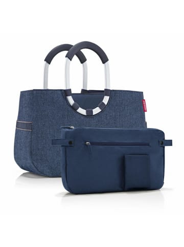 Reisenthel loopshopper M / Shopper 40 cm (teddy leo olive) in herringbone dark blue