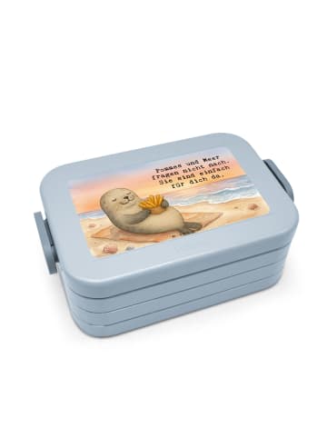 Mr. & Mrs. Panda Snack Box Robbe Pommes Design mit Spruch in Blau Pastell