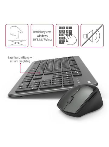 Hama KMW-700, Anthrazit, QWERTZ in Schwarz