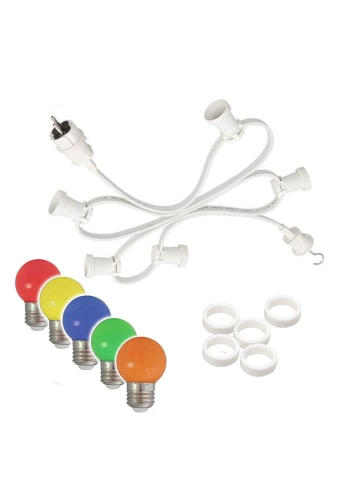 SATISFIRE Garten Party Lichterkette Illu 50 bunte LED Kugellampen 50m weiß