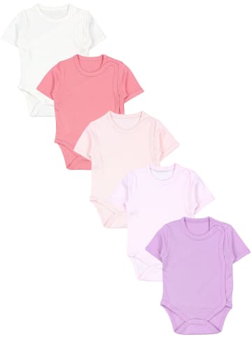 TupTam Baby Mädchen Kurzarm Wickelbody 5er Set in rosa/lila
