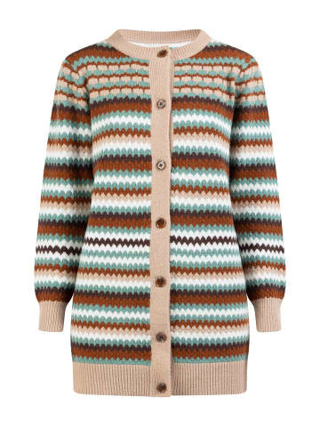 VIRITA Women Damen Strickjacke Mit Knöpfen in Tanne Mehrfarbig